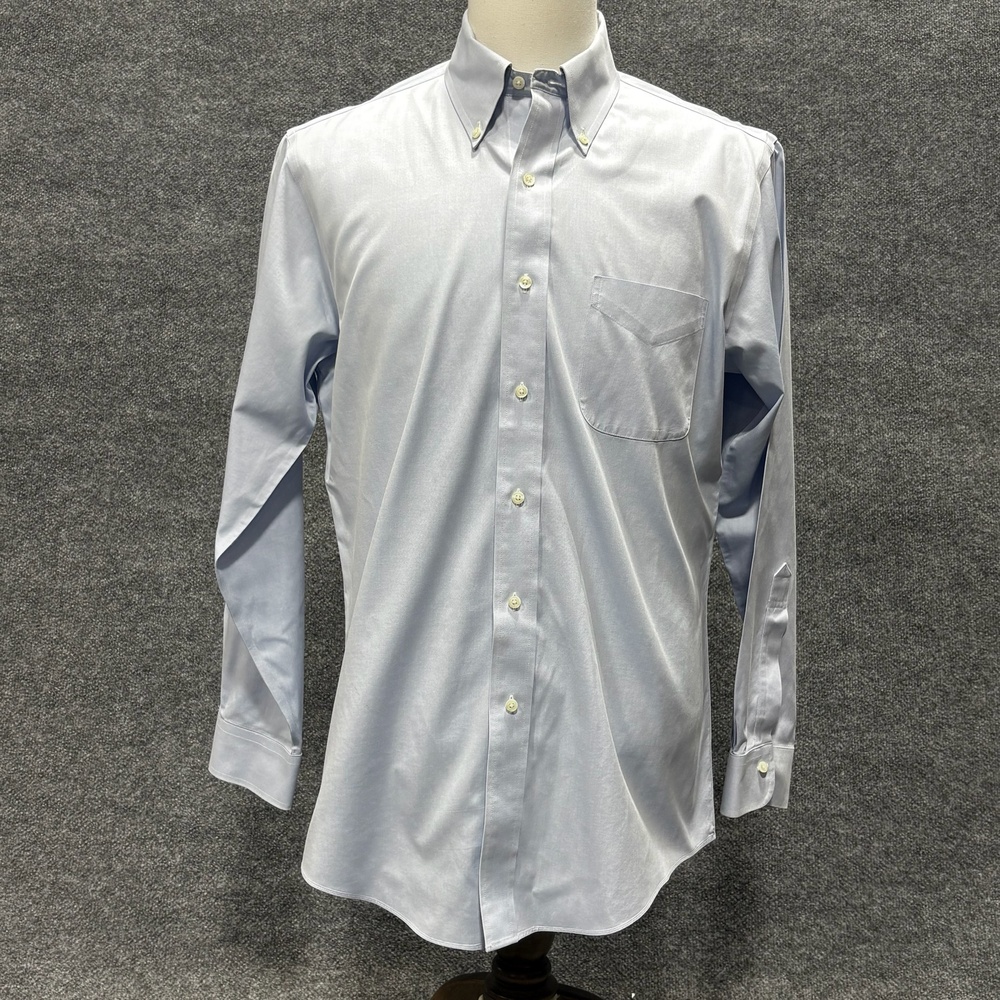 Brooks Brothers Dress Shirt Mens 15.5 33 Blue Slim Fit Non Iron Button Down